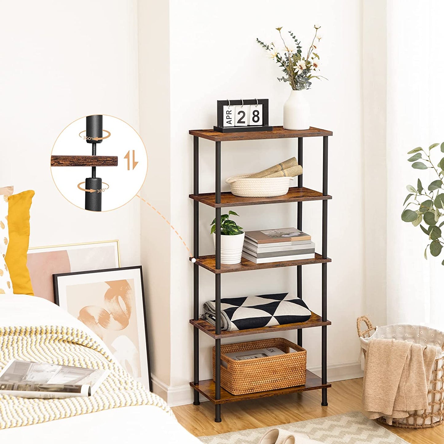 Side Table, 3-Layer Stackable Bedside Table, Stable End Table