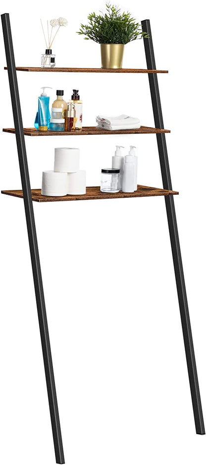 Ladder Shelf, 3-Tier Over The Toilet Storage, Plant Flower Stand Shelves, Leaning-Against-Wall Storage Rack