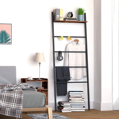 Blanket Ladder, Wall Leaning Blanket Rack with Shelf, Ladder Shelf Stand, Towel Rack Decorative