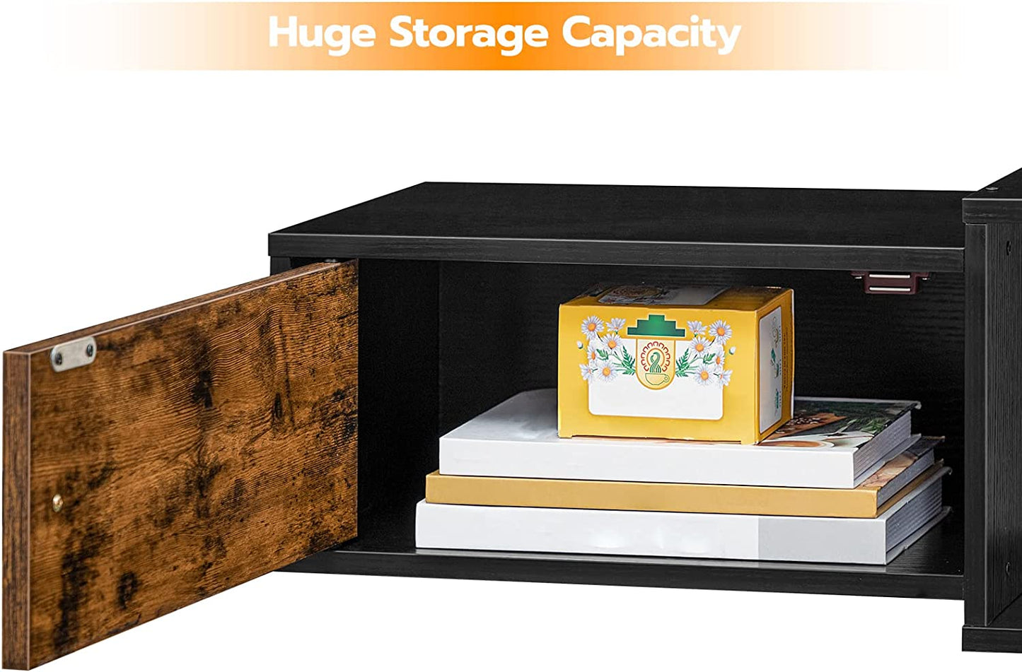 Floating TV Stand, TV Shelf with Power Outlet, Wall Mounted Media Console with Doors