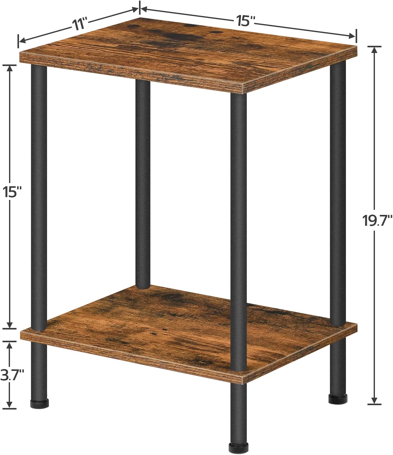 End Tables Set of 2, Nightstand with 2-Layer Storage Shelves, Side Table