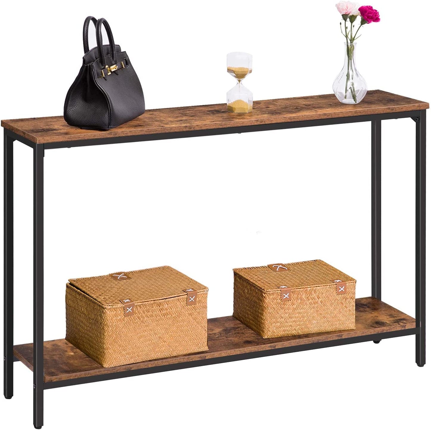 Console Table, Narrow Entryway Table, Industrial Sofa Table with Shelf