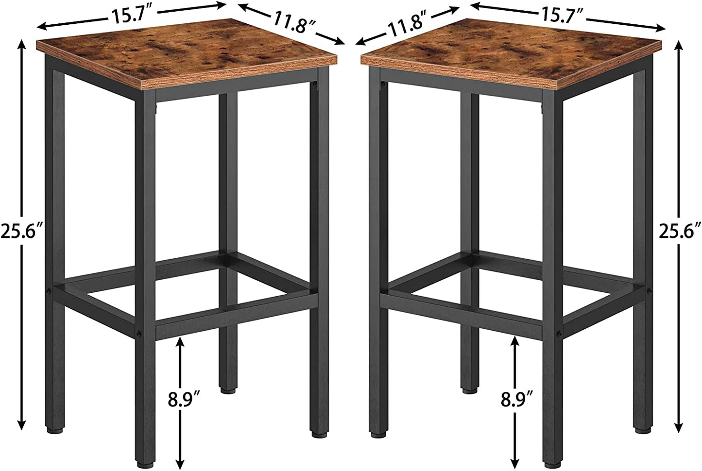 Bar Table Set, Rectangular Kitchen Pub Dining Coffee Table and 2 Bar Stools, 3-Piece Breakfast Table Set