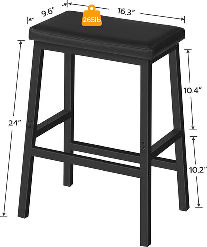 Bar Stools, Set of 2 Bar Chairs, PU Leather Upholstered Breakfast Stools