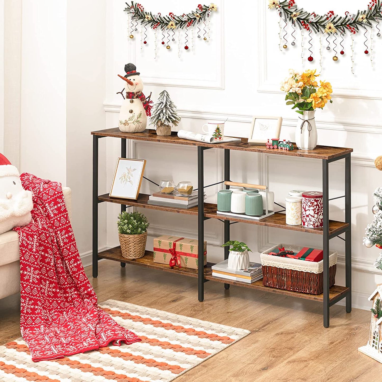 Console Table, Narrow Entryway Table, Sofa Table, Foyer Table, 3-Tier Storage Open Shelves