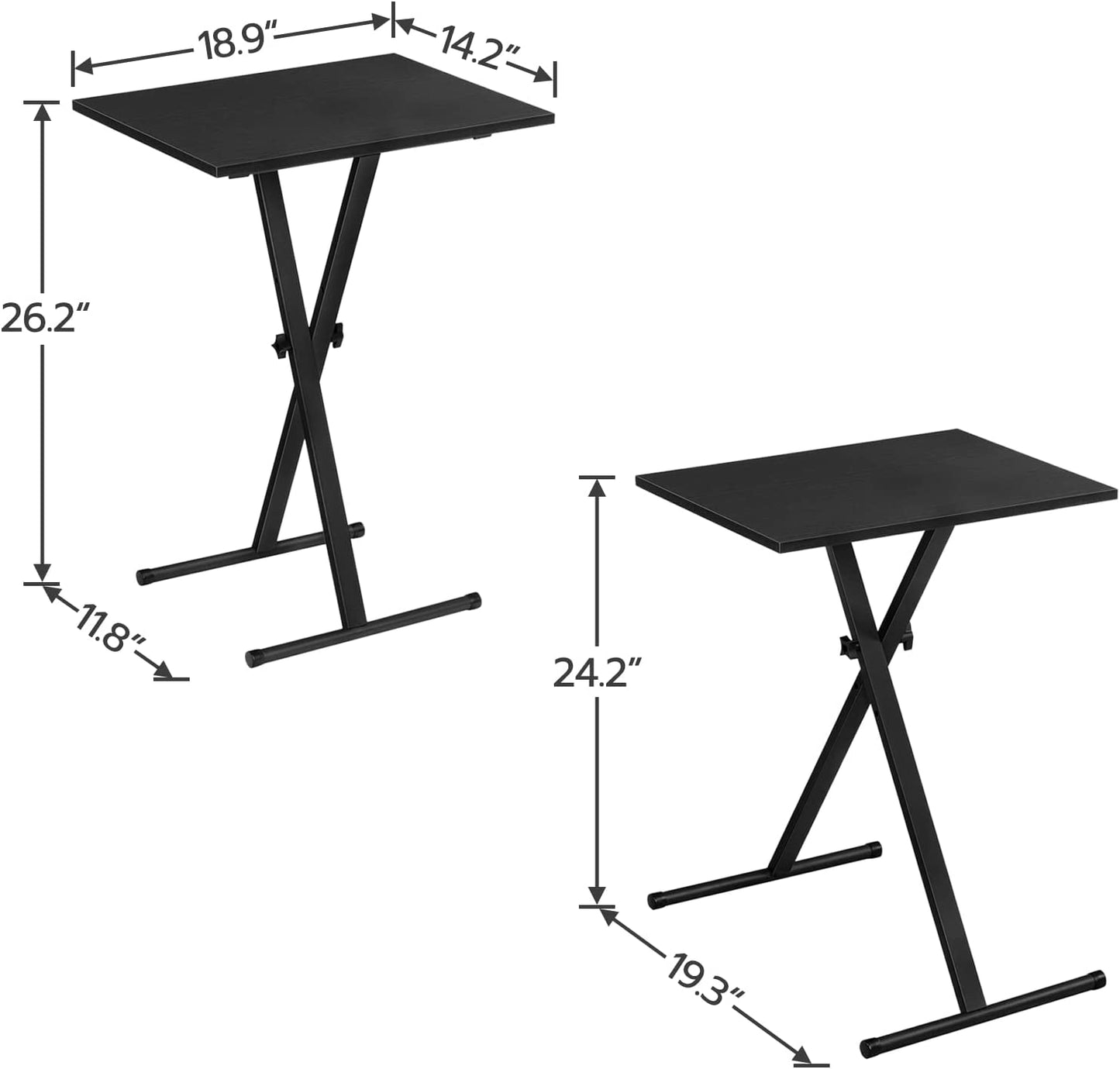 Folding TV Tray, Adjustable Height Folding TV Dinner Table, TV Tray Table with Metal Frame