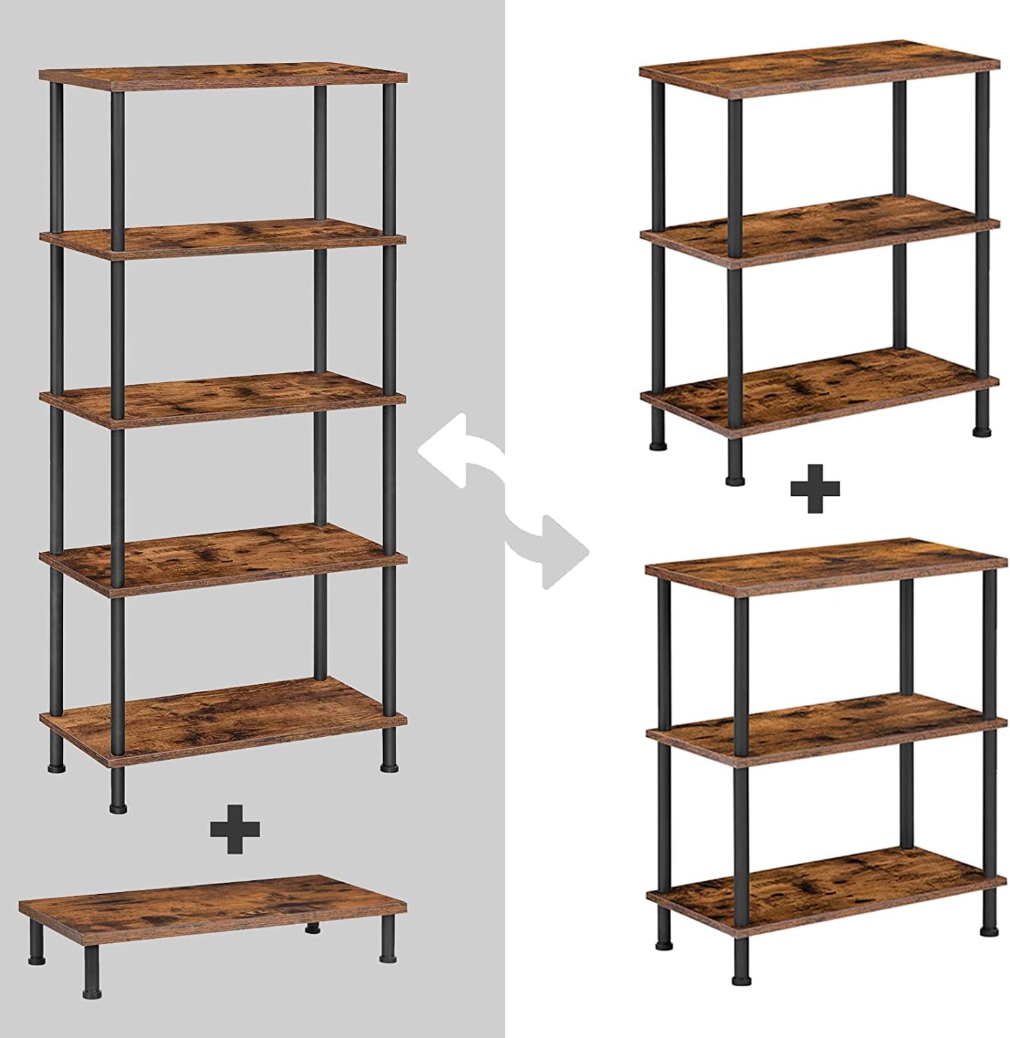 Side Table, 3-Layer Stackable Bedside Table, Stable End Table