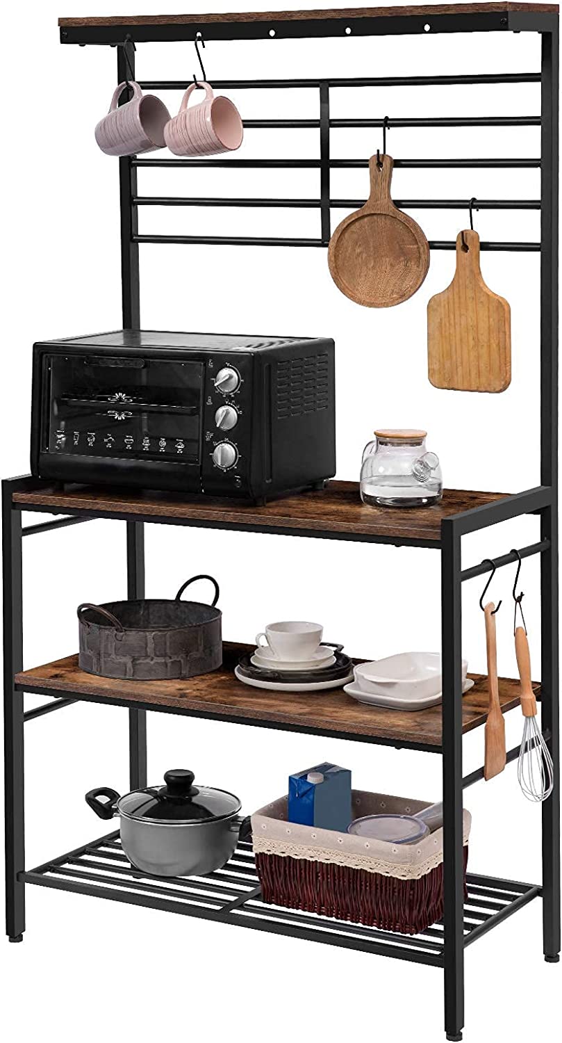 Bakers Rack, Microwave Stand, Kitchen Storage Shelf Rack, Coffee Bar