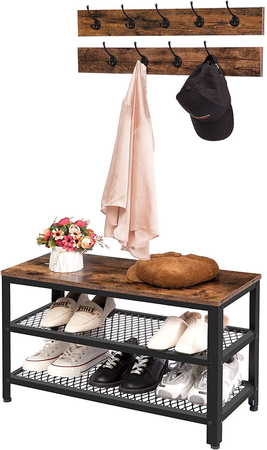 Coat Rack Shoe Bench, Hall Tree Entryway Storage Bench, Shoe Rack Organizer
