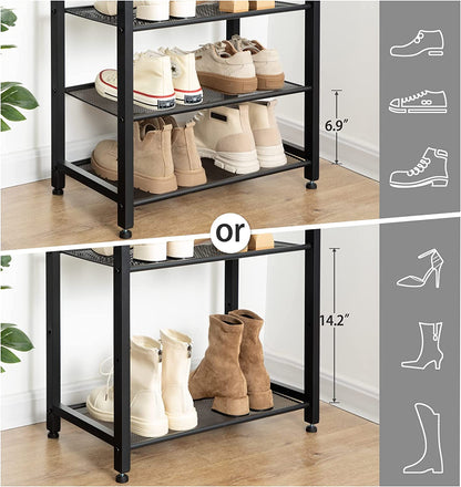 Shoe Rack, 8 Tier Shoe Rack, Narrow Shoe Storage Organizer with 7 Metal Shelves