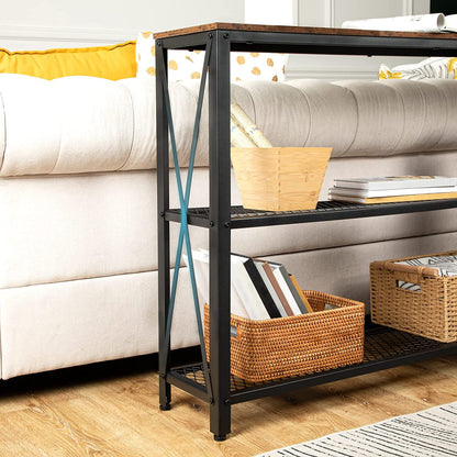 Narrow Console Table, Skinny Entryway Table with 2 Mesh Shelves