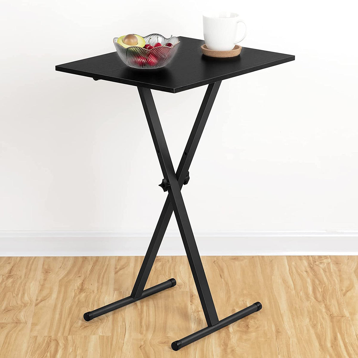 Folding TV Tray, Adjustable Height Folding TV Dinner Table, TV Tray Table with Metal Frame