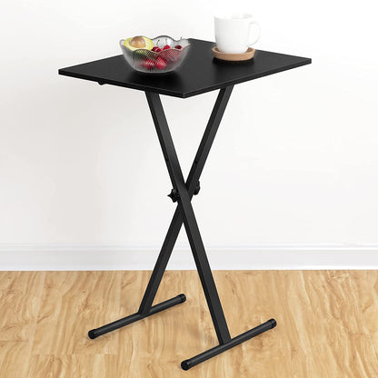 Folding TV Tray, Adjustable Height Folding TV Dinner Table, TV Tray Table with Metal Frame