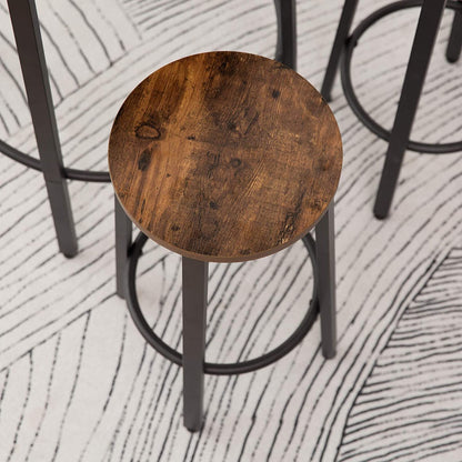 Bar Stools, Set of 2 Round Bar Chairs with Footrest