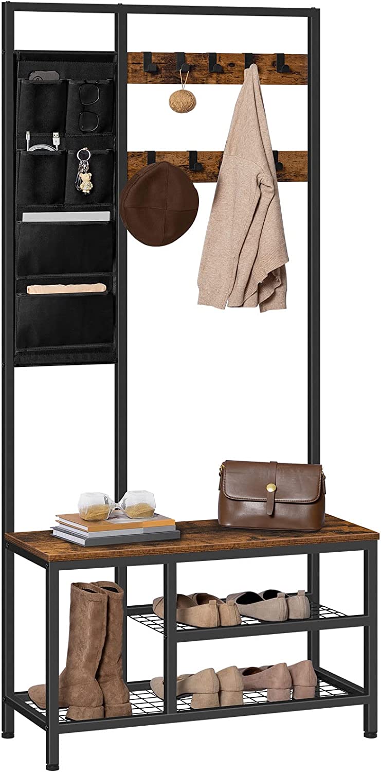 Coat Rack Shoe Bench, Hall Tree Entryway Storage Bench, Storage Shelf Organizer