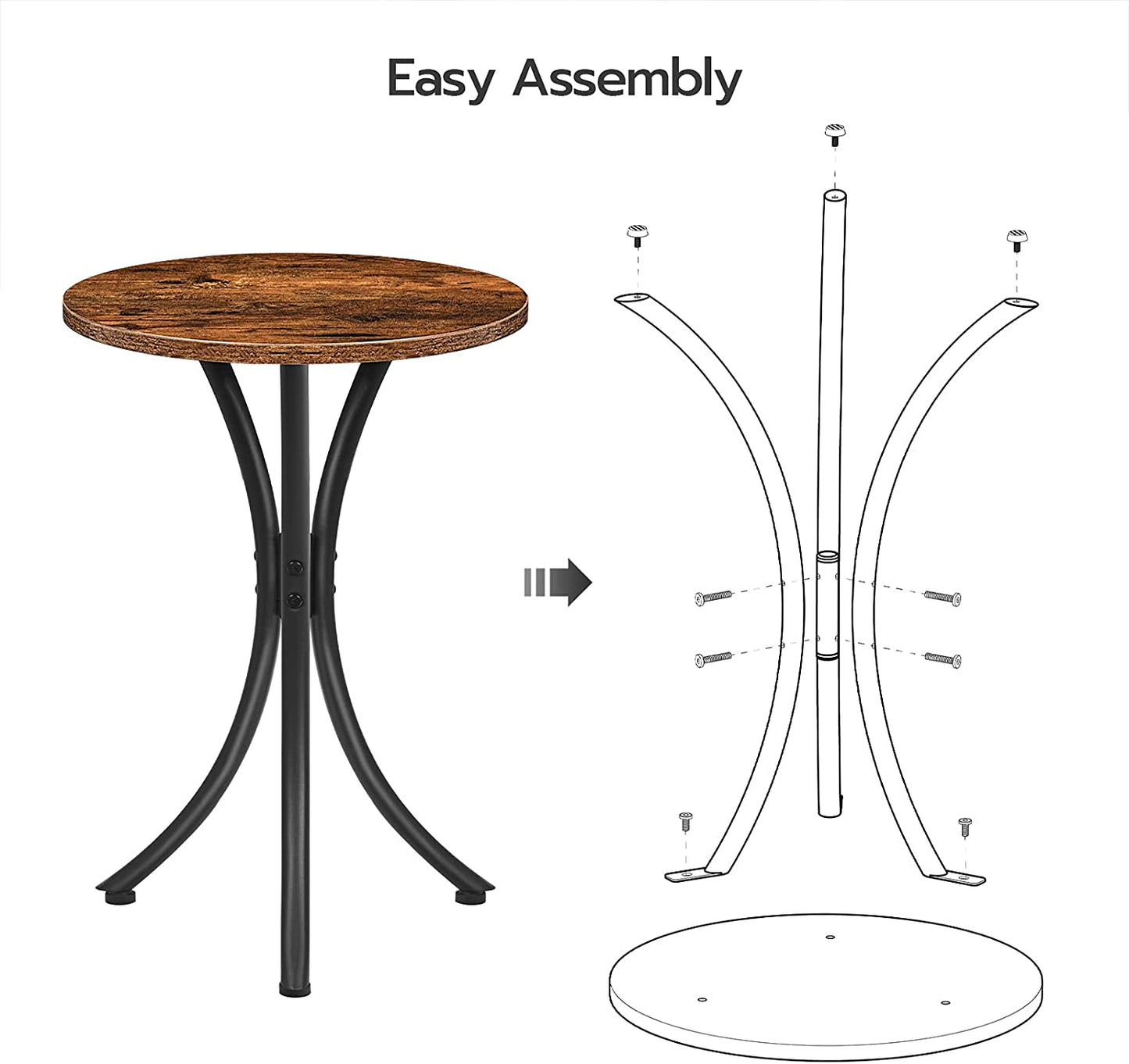 Side Tables, Set of 2 Round End Table, Industrial Sofa Couch Table