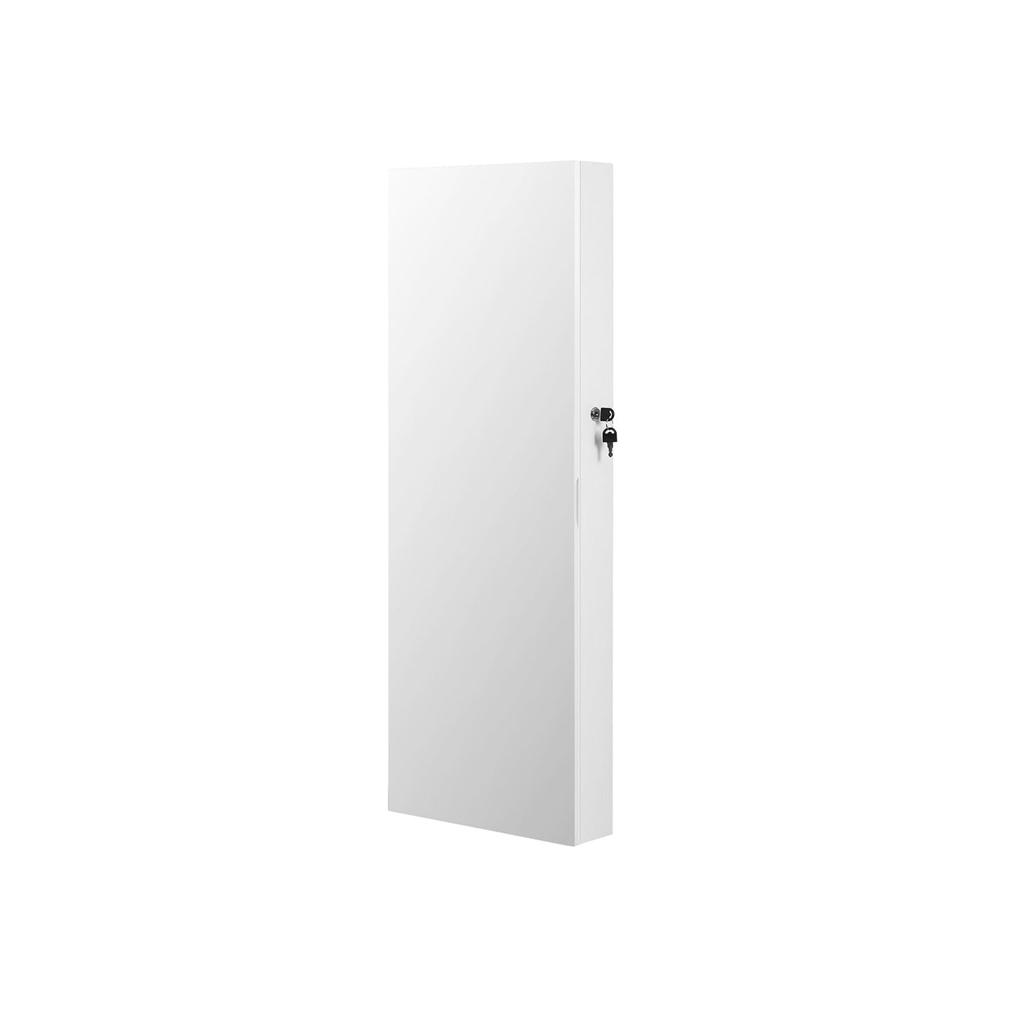 White Wall-Mounted Jewelry Armoire with Mirror - HWLEXTRA