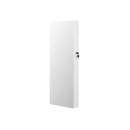 White Wall-Mounted Jewelry Armoire with Mirror - HWLEXTRA