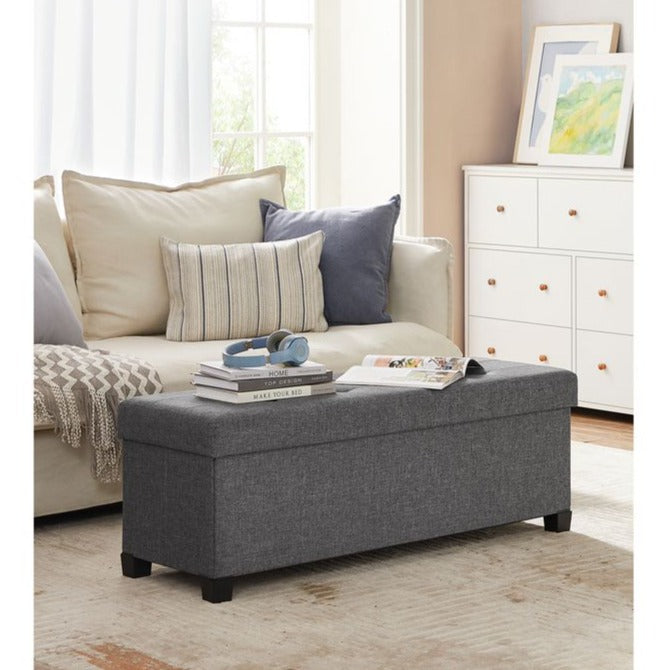 43.3 Inches Storage Ottoman Bench, Bedroom Bench with Storage, Foot Stool with Feet