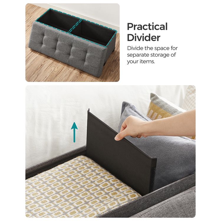 43.3 Inches Storage Ottoman Bench, Bedroom Bench with Storage, Foot Stool with Feet
