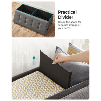 43.3 Inches Storage Ottoman Bench, Bedroom Bench with Storage, Foot Stool with Feet