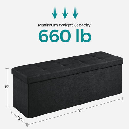 43 Inches Folding Storage Ottoman Bench, Storage Chest, Foot Rest Stool