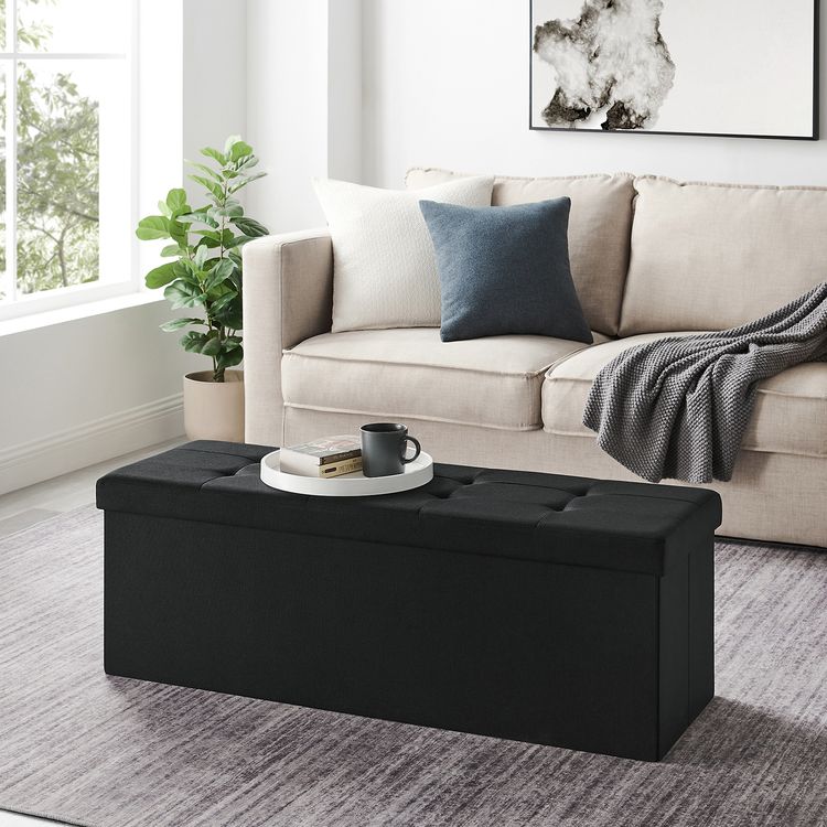 43 Inches Folding Storage Ottoman Bench, Storage Chest, Foot Rest Stool