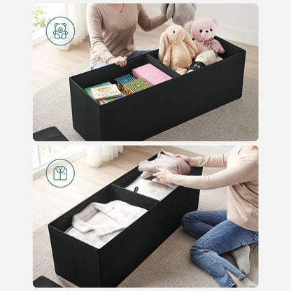 43 Inches Folding Storage Ottoman Bench, Storage Chest, Foot Rest Stool