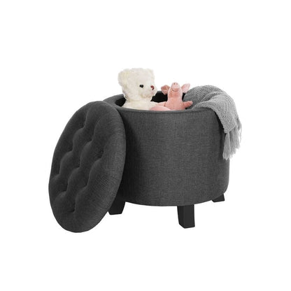 Linen Fabric Storage Ottoman - HWLEXTRA
