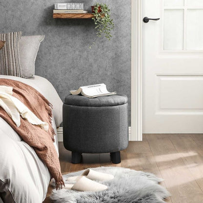 Linen Fabric Storage Ottoman - HWLEXTRA