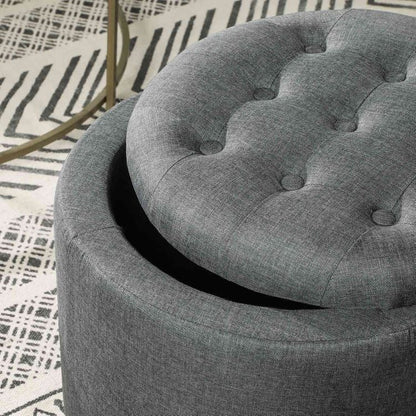 Linen Fabric Storage Ottoman - HWLEXTRA