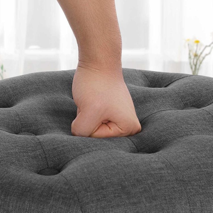 Linen Fabric Storage Ottoman - HWLEXTRA