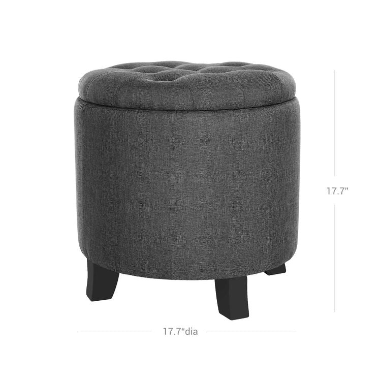 Linen Fabric Storage Ottoman - HWLEXTRA