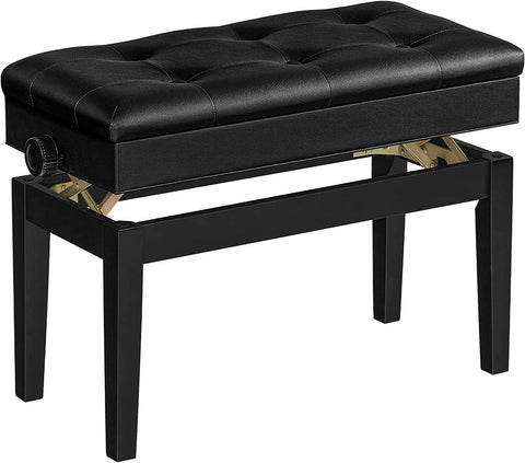 Adjustable Duet Piano Bench with Padded Cushion and Storage Compartment for Music Sheet, Music Bench