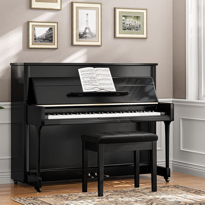 Piano Bench with Padded Cushion and Storage Compartment for Music Sheet