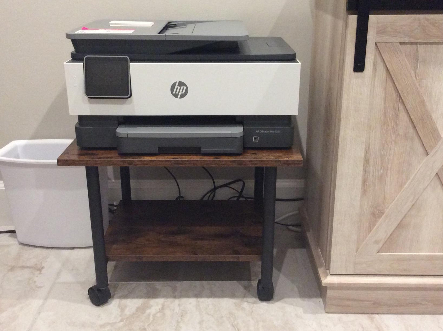 Industrial Printer Stand, 2-Tier Printer Cart with Storage, Under Desk Storage Cart on Wheels