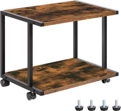 Industrial Printer Stand, 2-Tier Printer Cart with Storage, Under Desk Storage Cart on Wheels