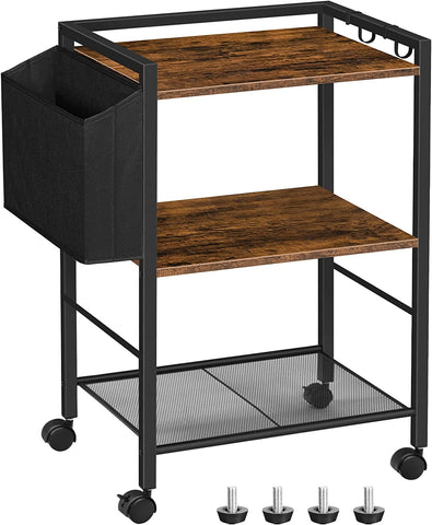 Printer Stand, 3-Tier Printer Cart with Storage, Printer Table on Wheels