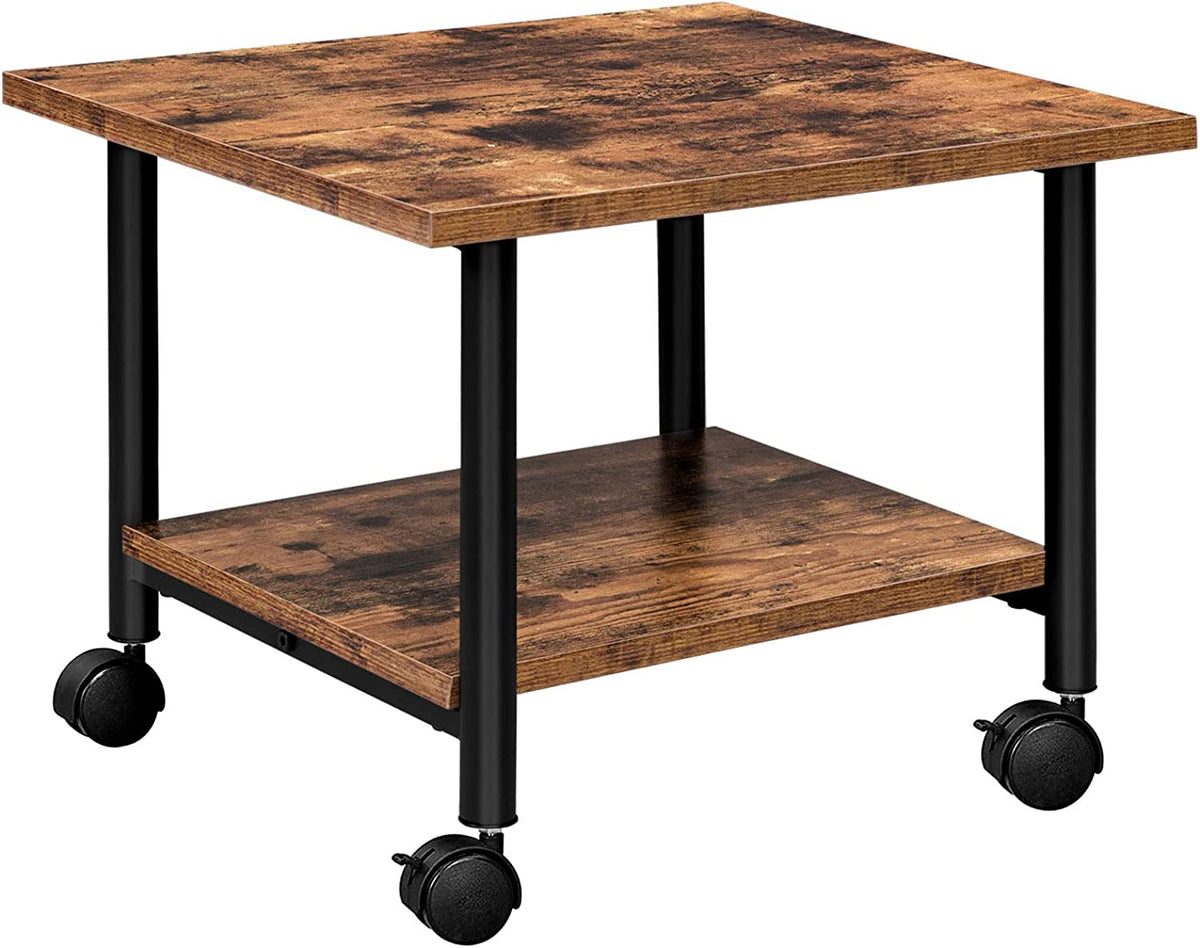 Industrial Printer Stand, 2-Tier Printer Cart with Storage, Under Desk Storage Cart on Wheels