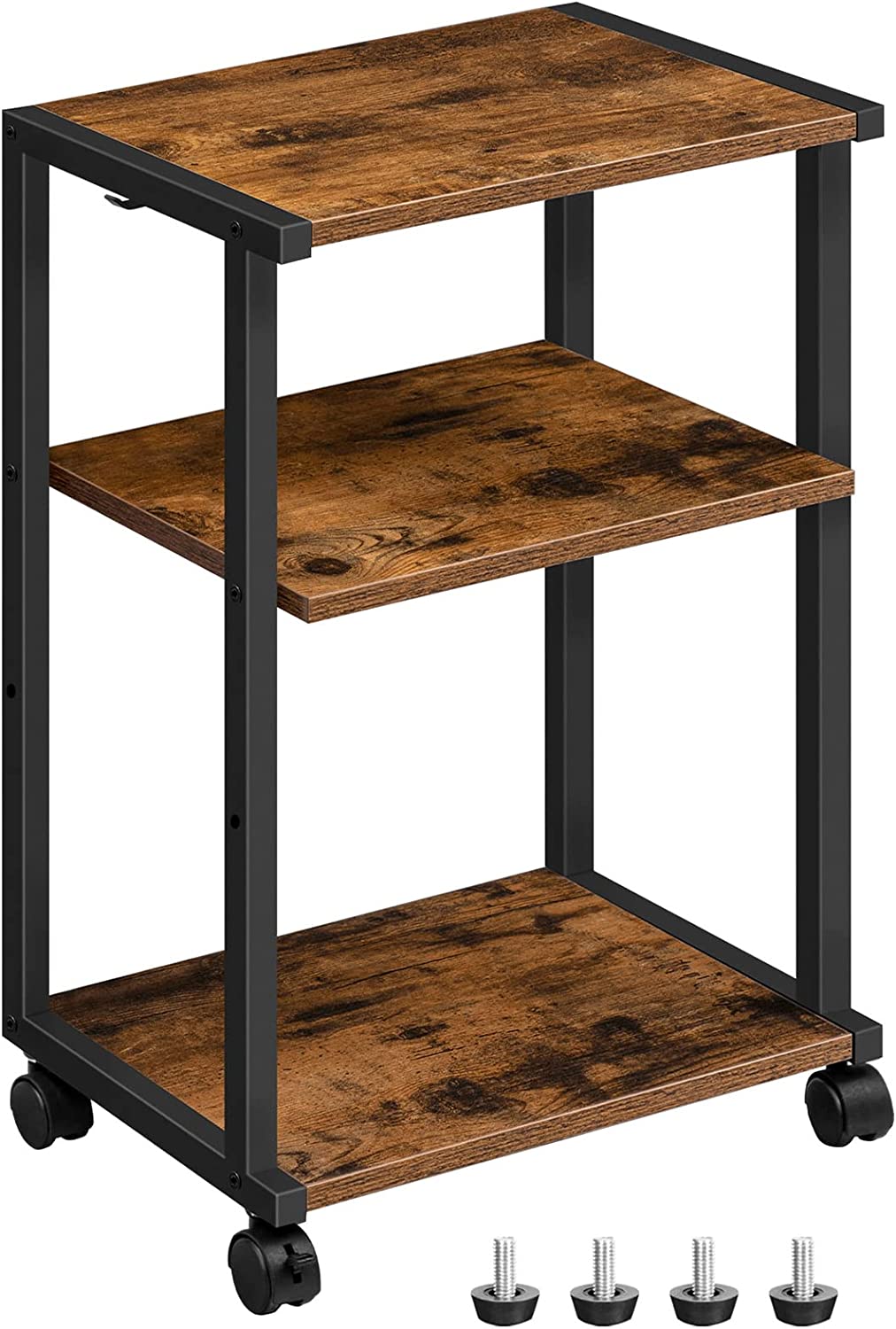 Industrial Printer Stand, 3-Tier Printer Table, Under Desk Storage Cart