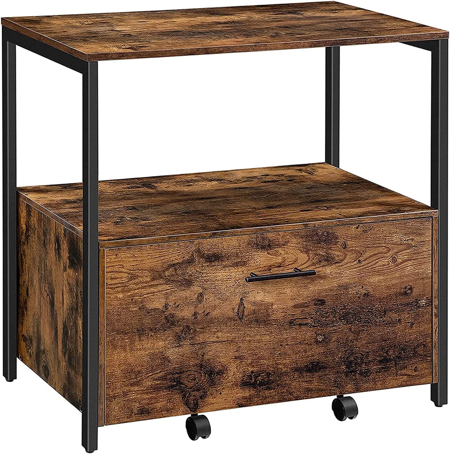 File Cabinet, Lateral Filing Cabinet with Storage Shelves, Vertical Mobile Office Cabinet, Hanging File Drawers - HWLEXTRA 