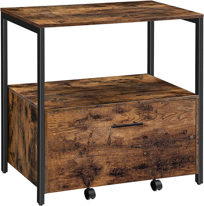 File Cabinet, Lateral Filing Cabinet with Storage Shelves, Vertical Mobile Office Cabinet, Hanging File Drawers - HWLEXTRA 