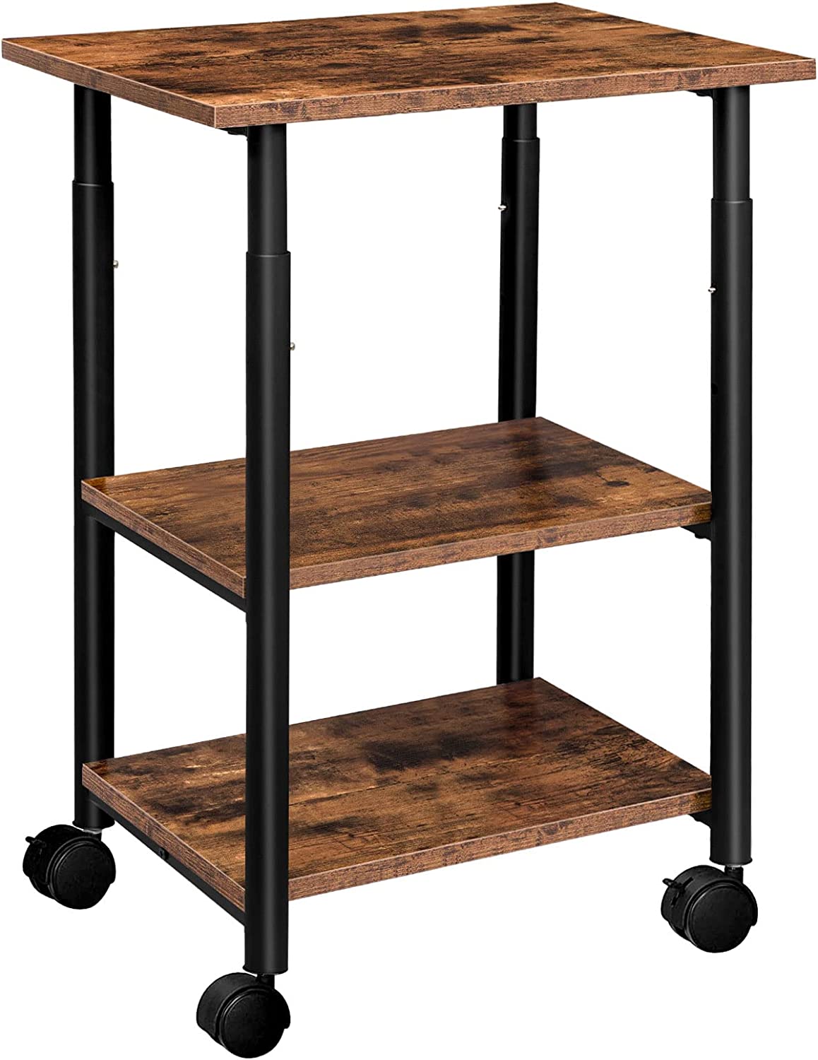 Printer Stand, 3-Tier Printer Table, Height Adjustable Printer Carts on Wheels, Rolling Table