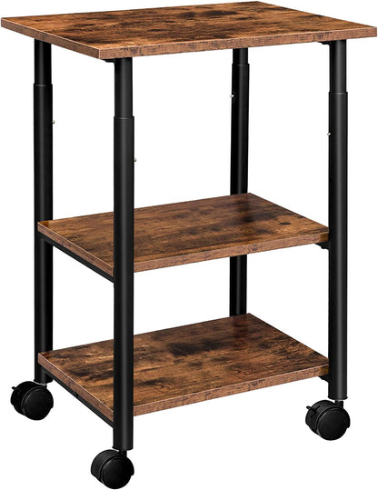 Printer Stand, 3-Tier Printer Table, Height Adjustable Printer Carts on Wheels, Rolling Table