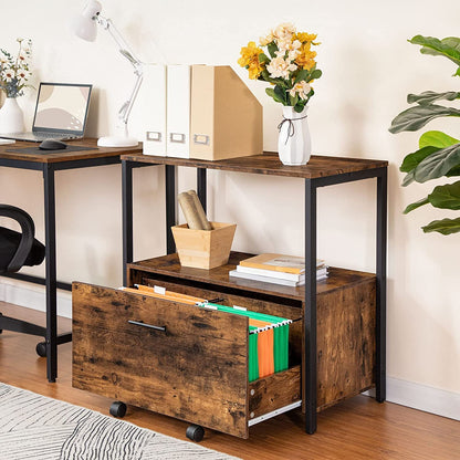 File Cabinet, Lateral Filing Cabinet with Storage Shelves, Vertical Mobile Office Cabinet, Hanging File Drawers - HWLEXTRA 