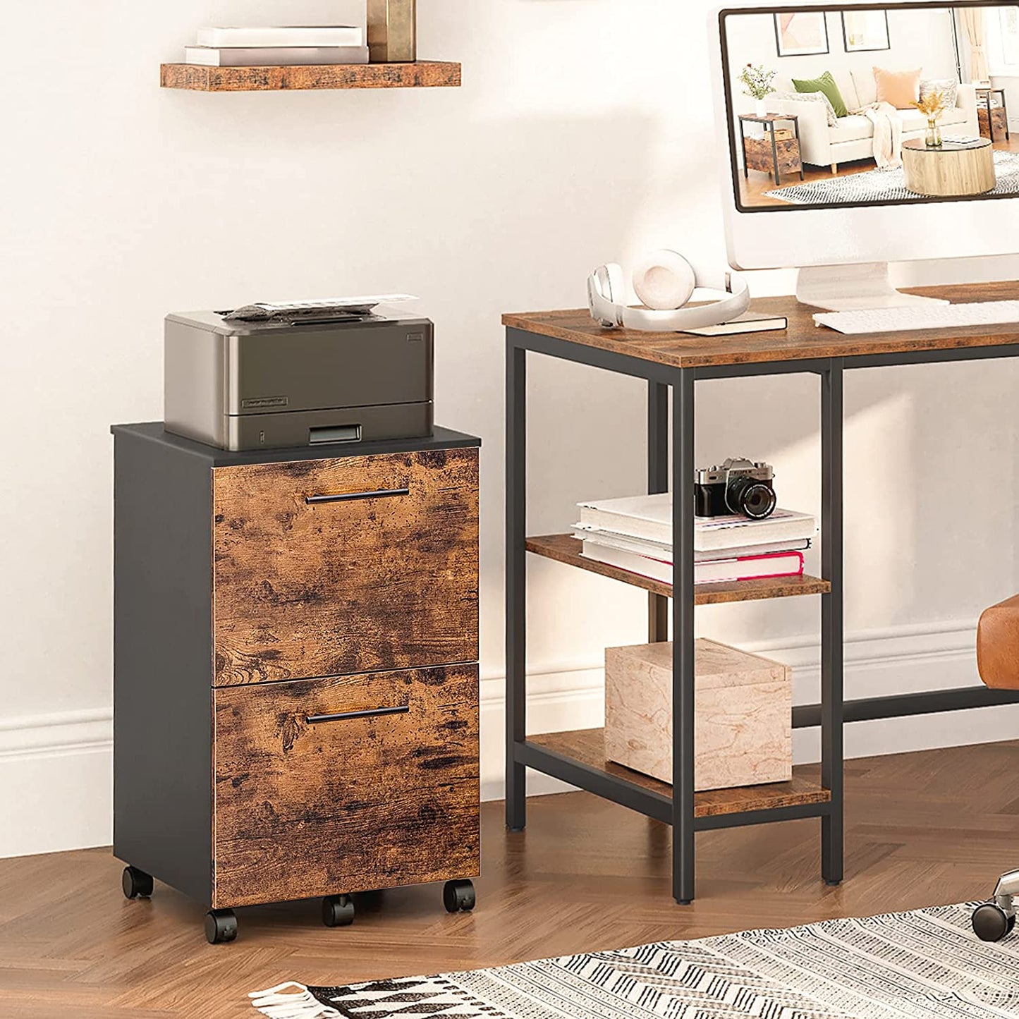 File Cabinet, Filling Cabinet with 2 Drawer, Mobile Office Cabinet