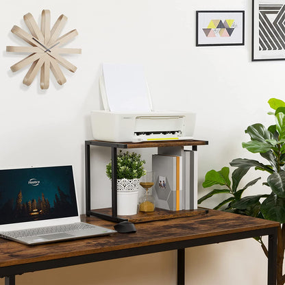 Industrial Printer Stand, 2-Tier Printer Cart with Storage, Under Desk Storage Cart on Wheels
