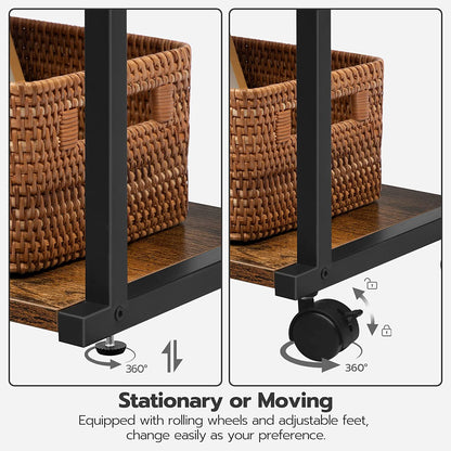 Industrial Printer Stand, 3-Tier Printer Table, Under Desk Storage Cart
