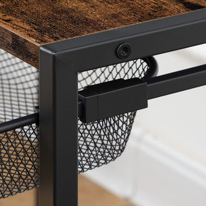 Mobile Printer Stand, 2-Tier Printer Cart with Storage Shelf, Adjustable Metal Mesh Basket
