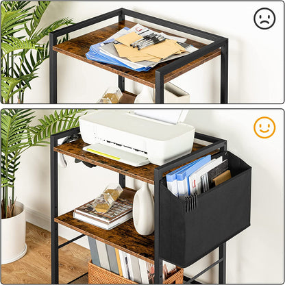 Printer Stand, 3-Tier Printer Cart with Storage, Printer Table on Wheels
